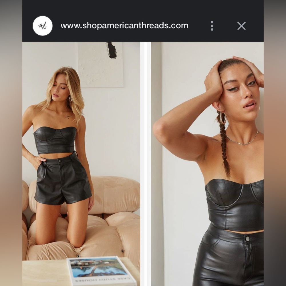NWT American Threads faux leather top